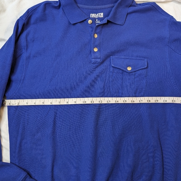 Duluth Trading Co Men size medium Long Sleeve Polo Shirt Royal Blue Reinforce - Picture 8 of 15